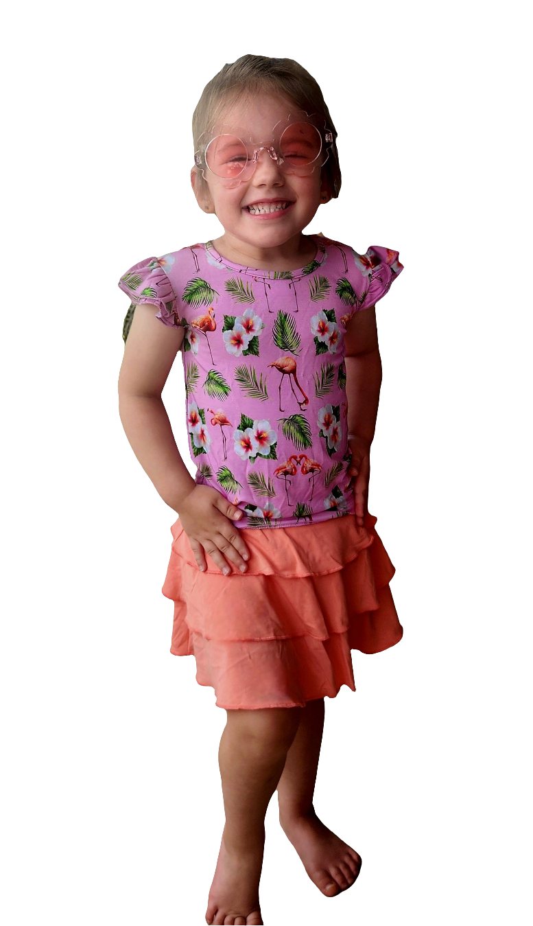 Flamingo Tropic Ruffle Shirt and Skort
