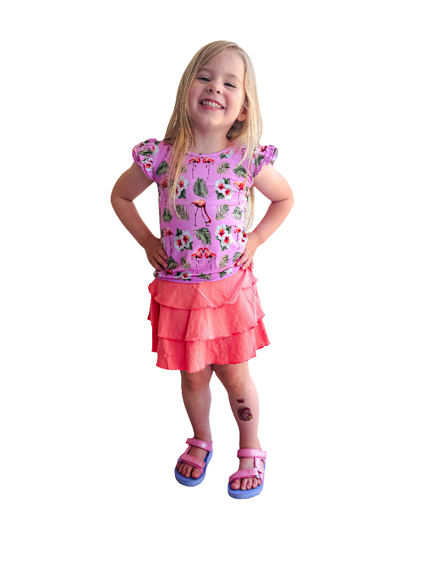 Flamingo Tropic Ruffle Shirt and Skort