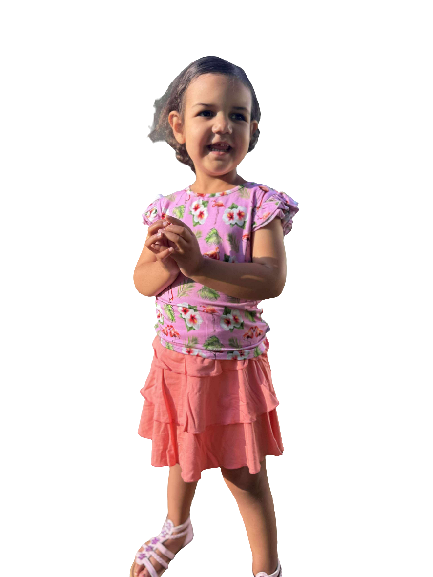 Flamingo Tropic Ruffle Shirt and Skort