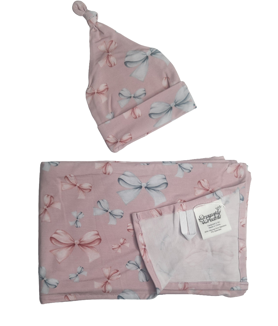 Tied With Grace Swaddle and Hat Set
