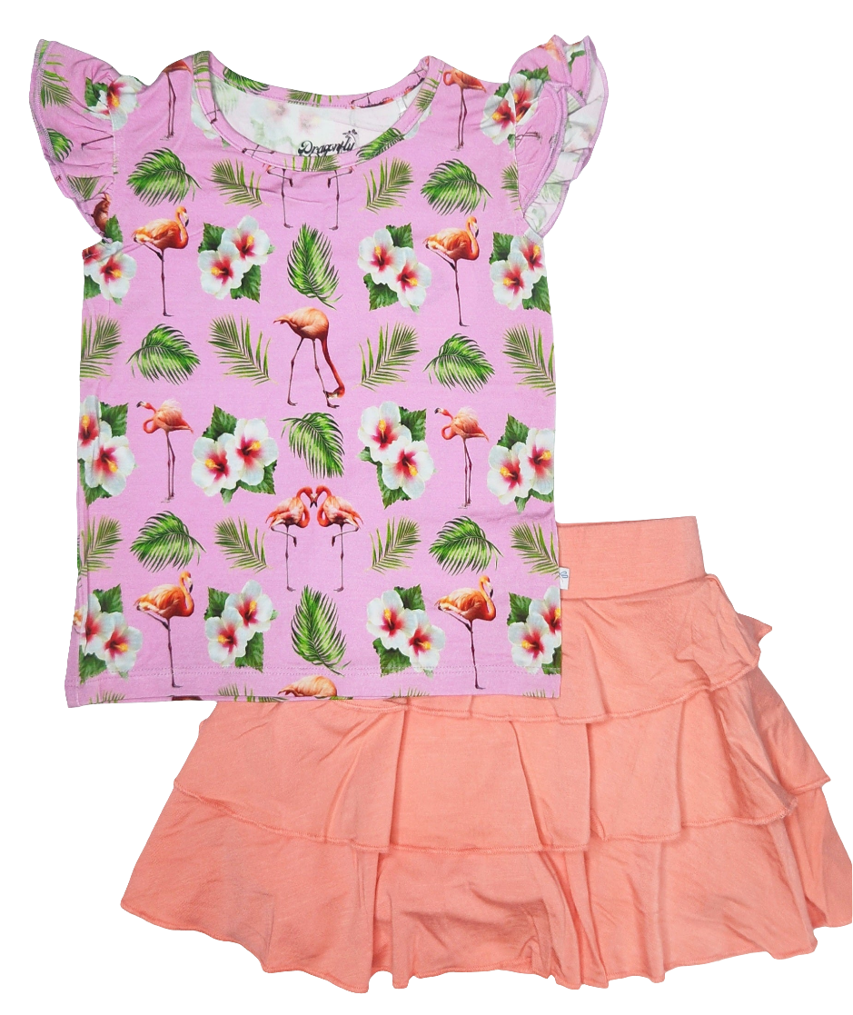 Flamingo Tropic Ruffle Shirt and Skort