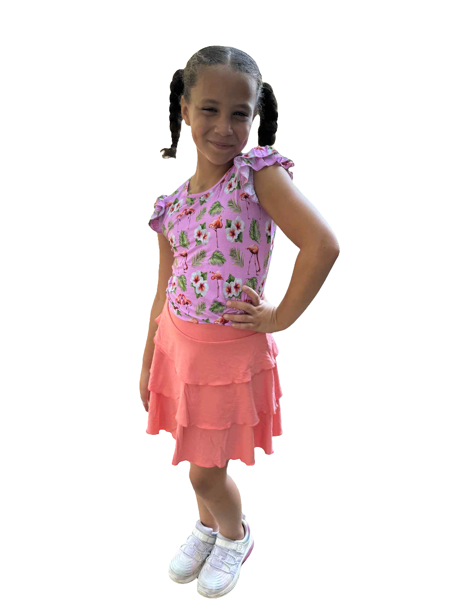 Flamingo Tropic Ruffle Shirt and Skort