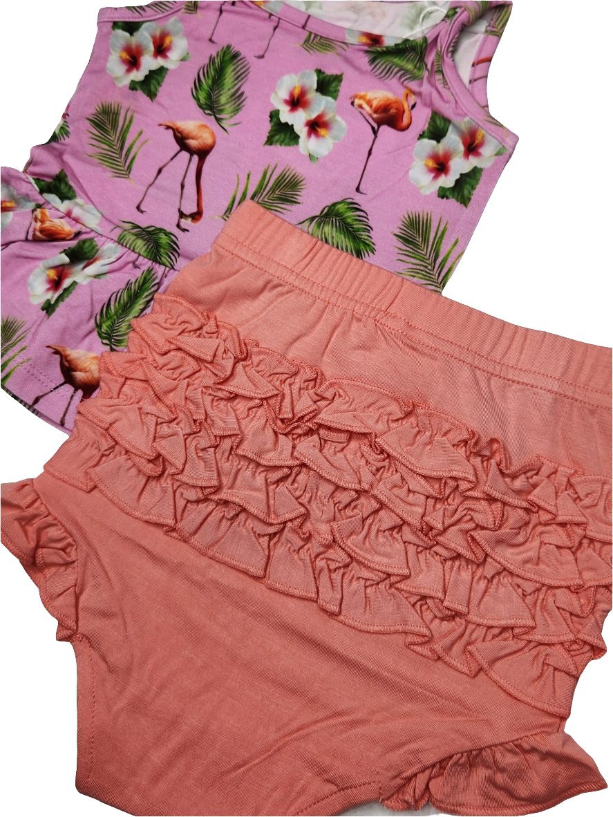 Flamingo Tropic Peplum tank and Bummie Set