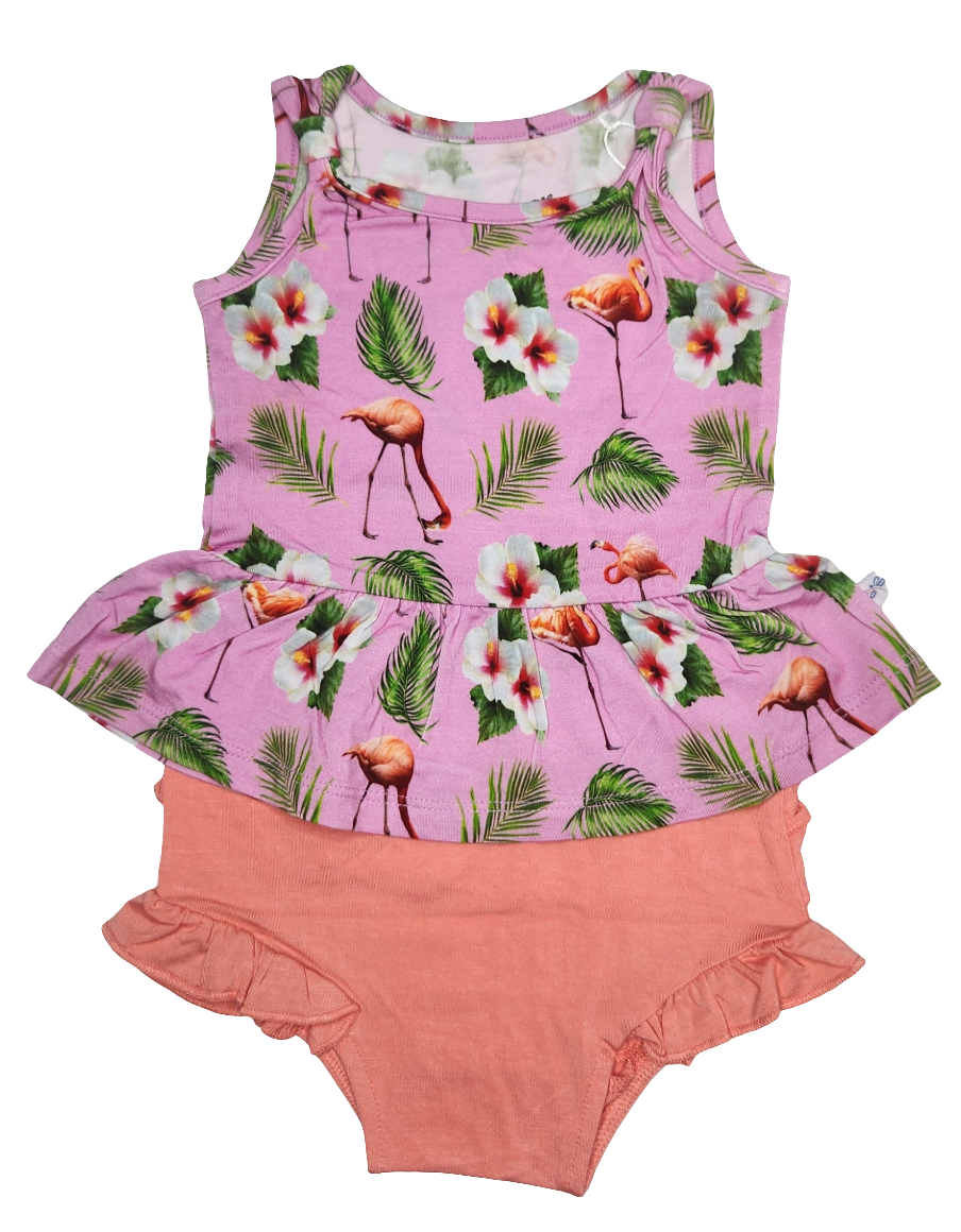Flamingo Tropic Peplum tank and Bummie Set