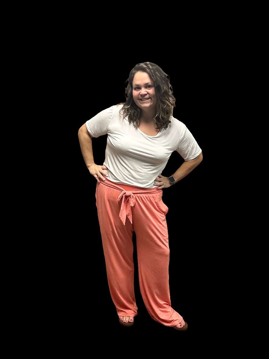 Sunset Coral Women's Wide Leg Palazzo Pant
