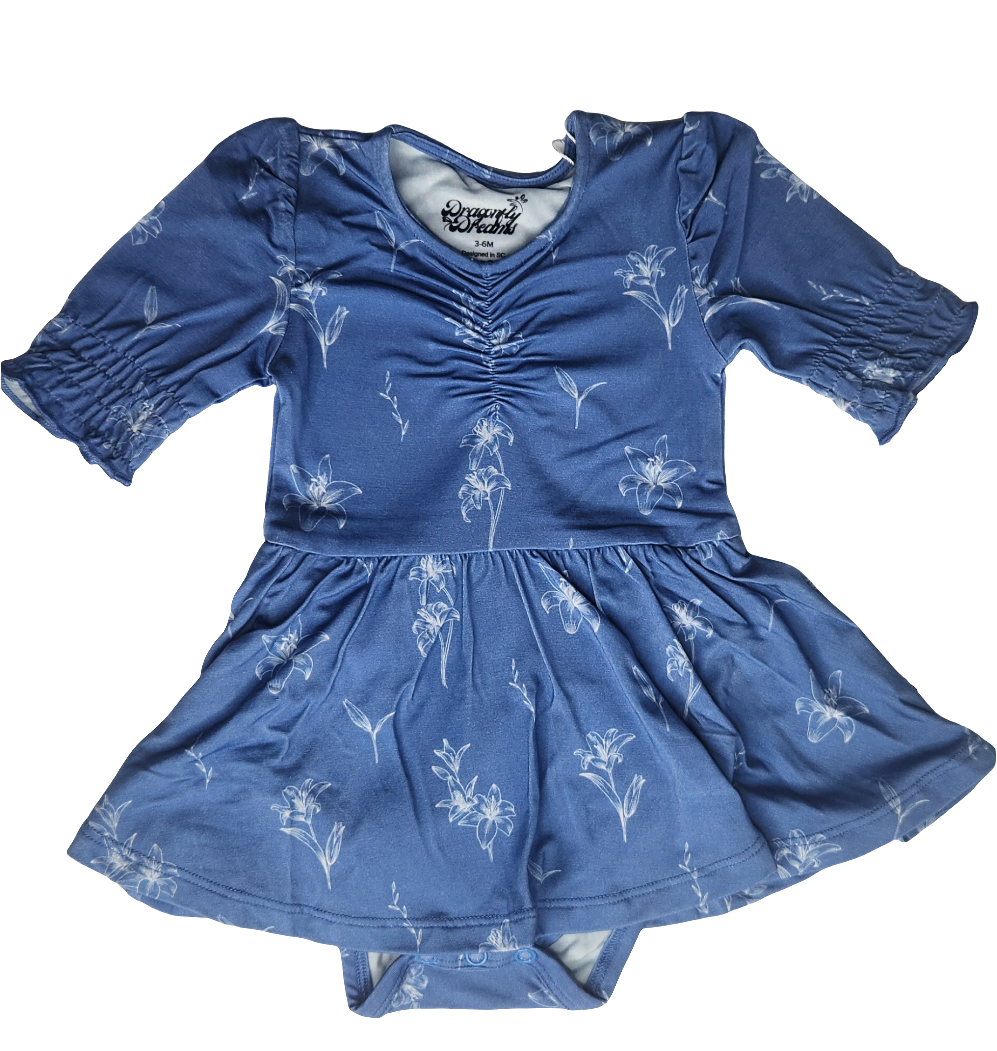 Serenity Lilies Puff Sleeve Sweetheart Twirl Dress with Bodysuit
