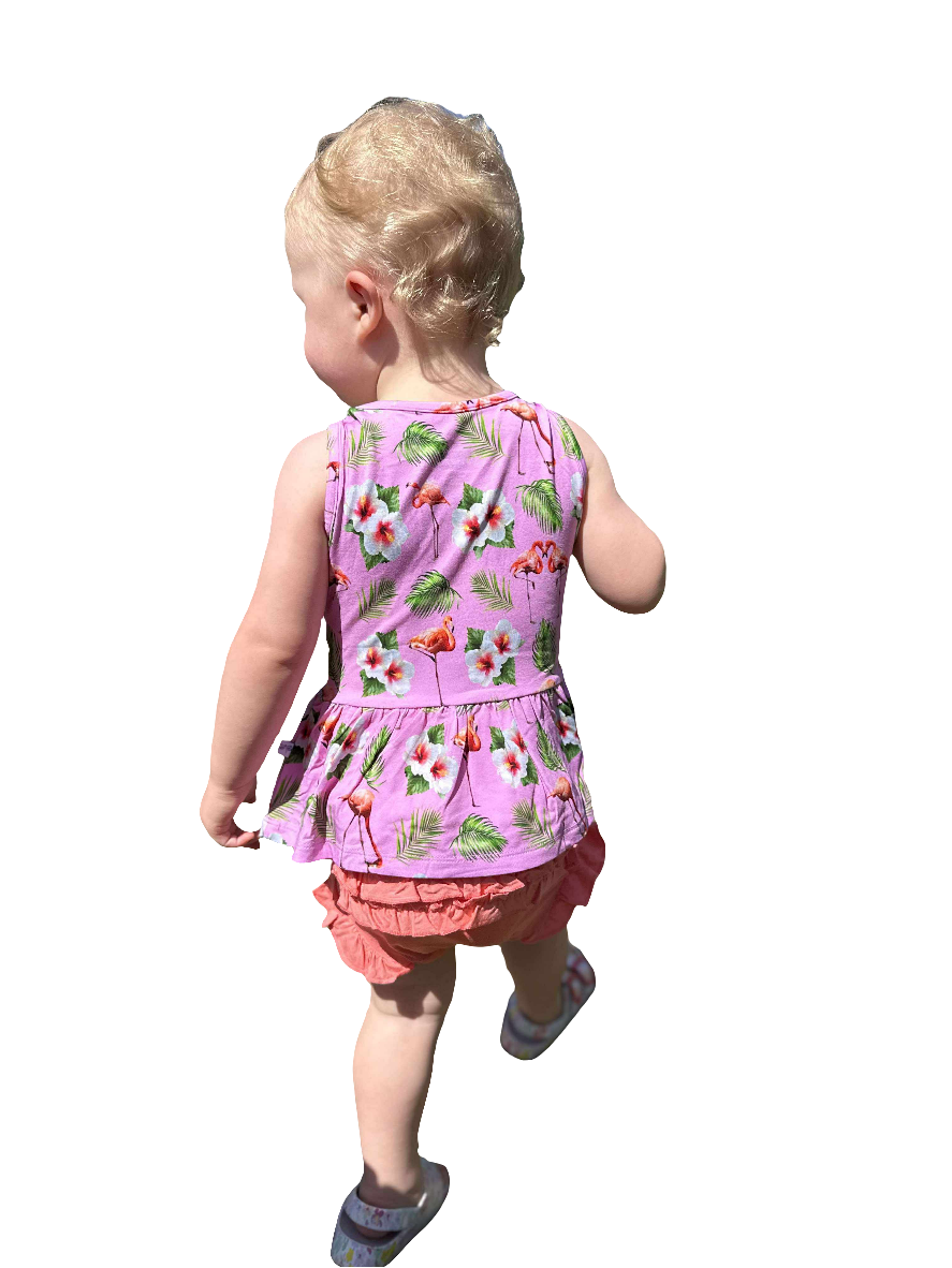 Flamingo Tropic Peplum tank and Bummie Set