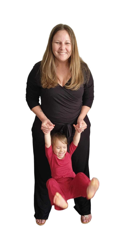 Women's 3/4 Sleeve Wide Leg Jumpsuit - Black Solid