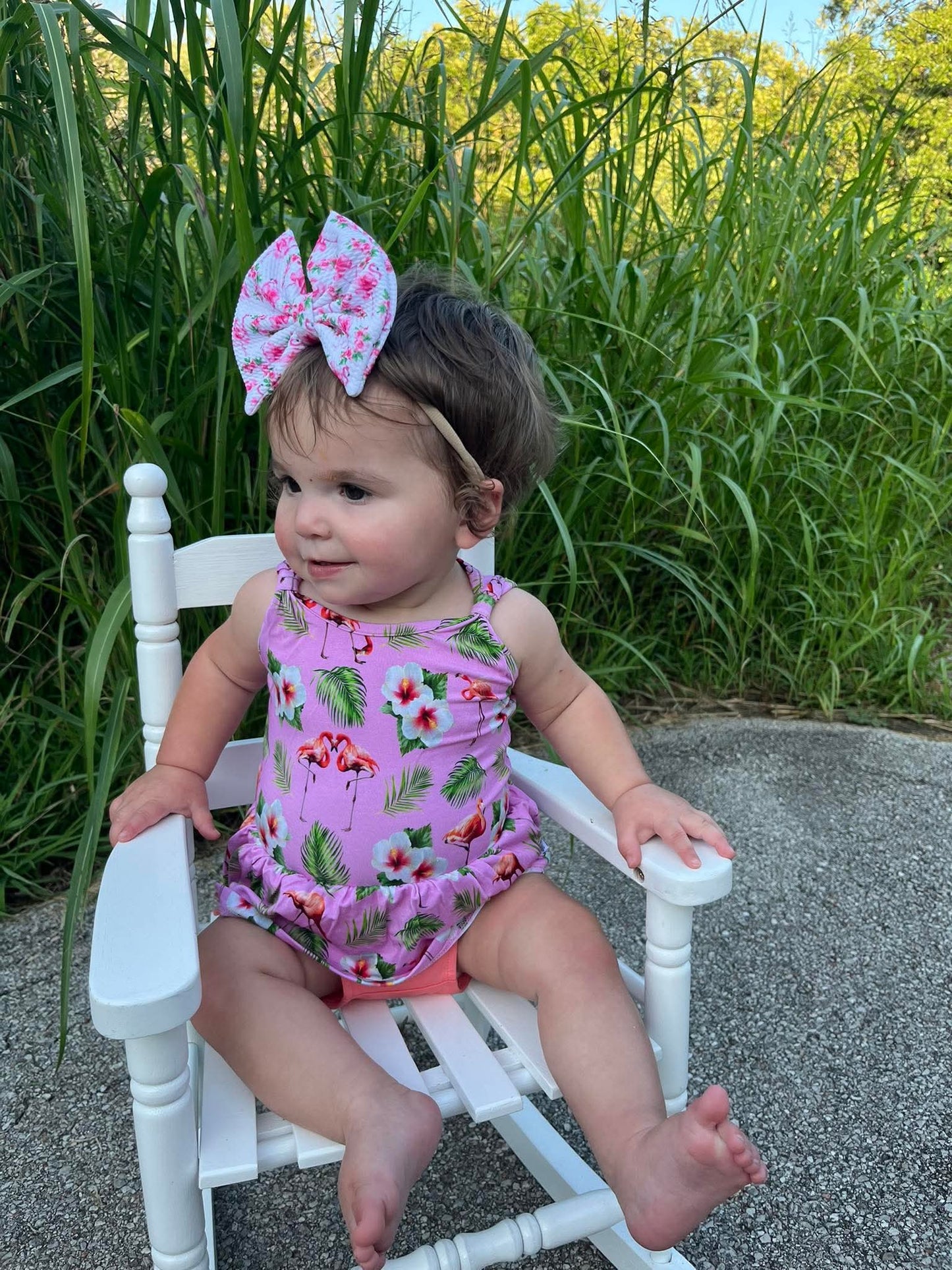 Flamingo Tropic Peplum tank and Bummie Set