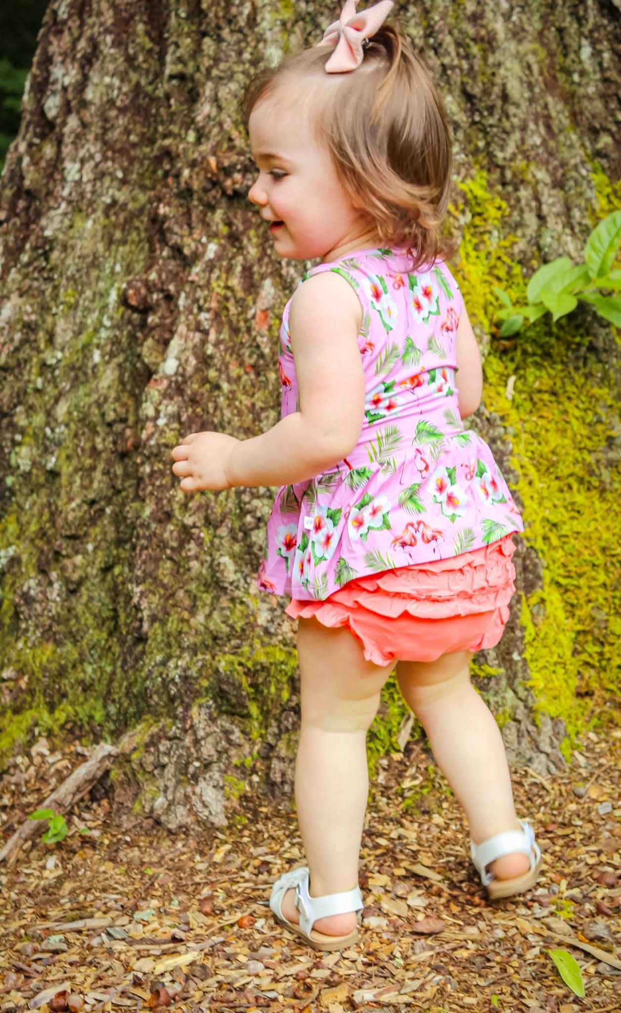 Flamingo Tropic Peplum tank and Bummie Set