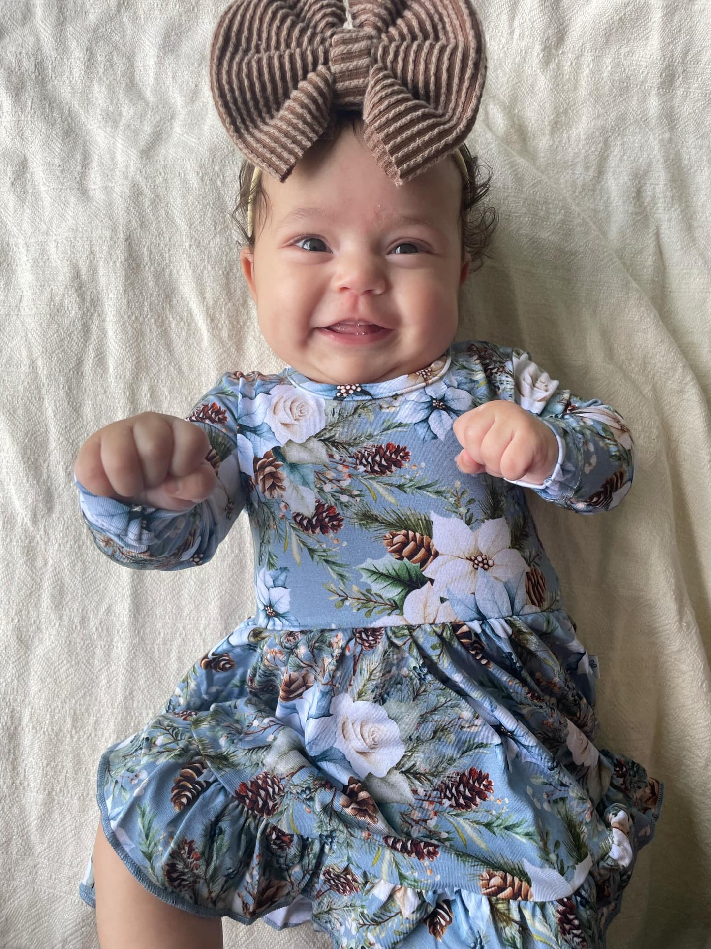 Winter Whimsy Long Sleeve Twirl Dress with Bodysuit