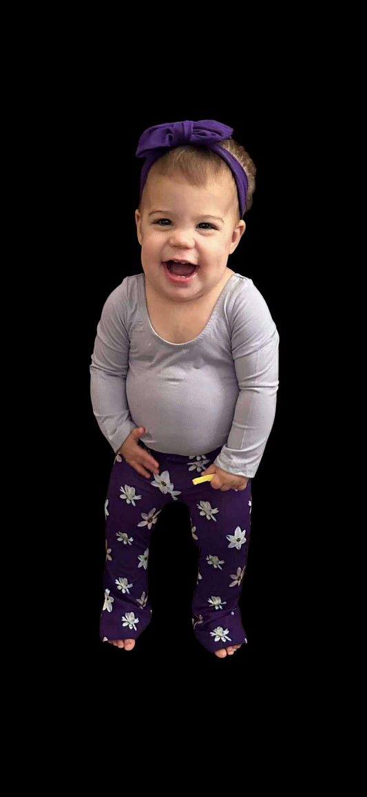 Twilight Blooms 2 piece bodysuit and bell bottom set