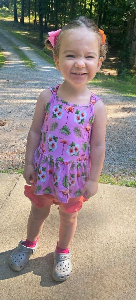 Flamingo Tropic Peplum tank and Bummie Set