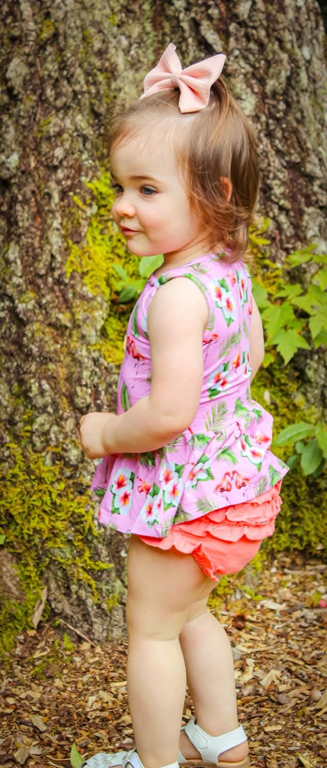 Flamingo Tropic Peplum tank and Bummie Set