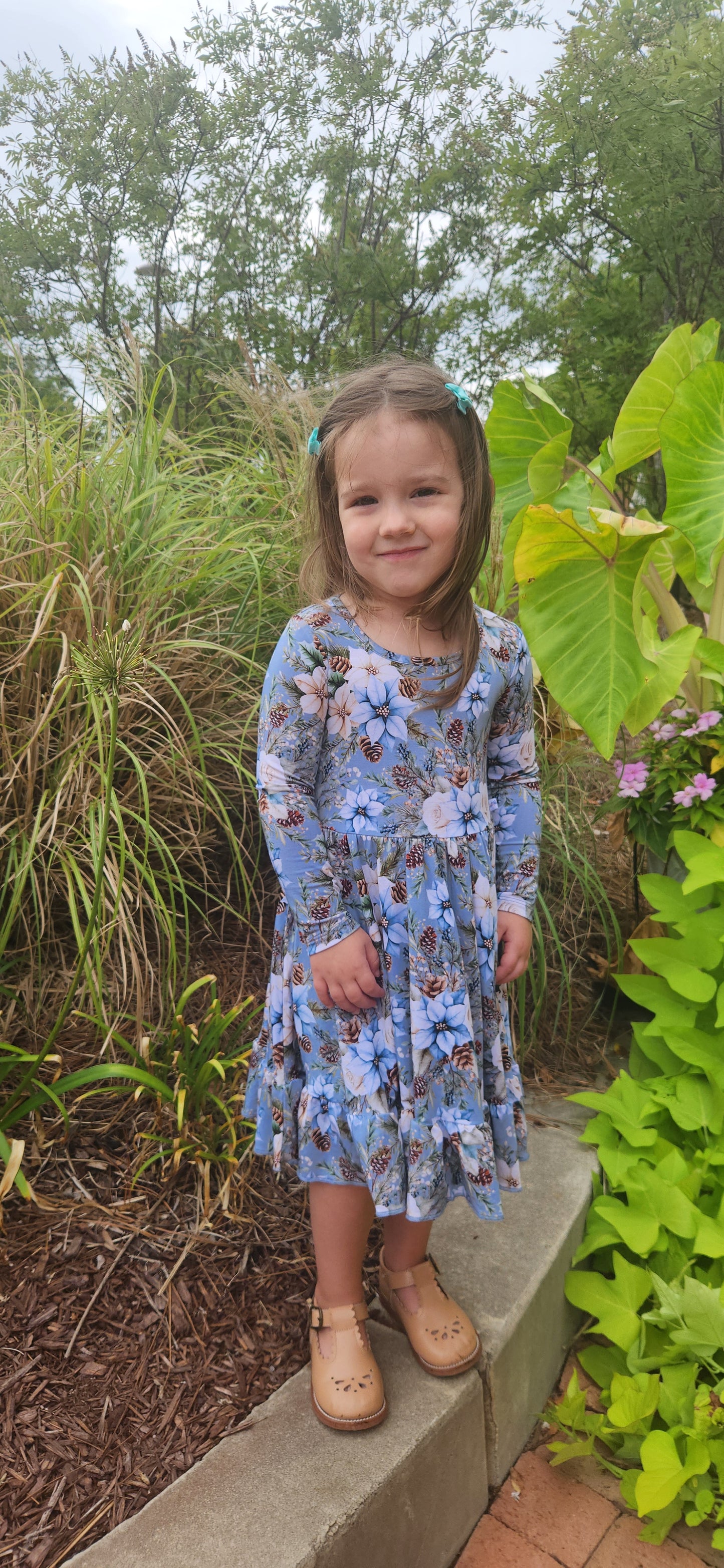 Winter Whimsy Twirl Dress with Pockets & leggings set