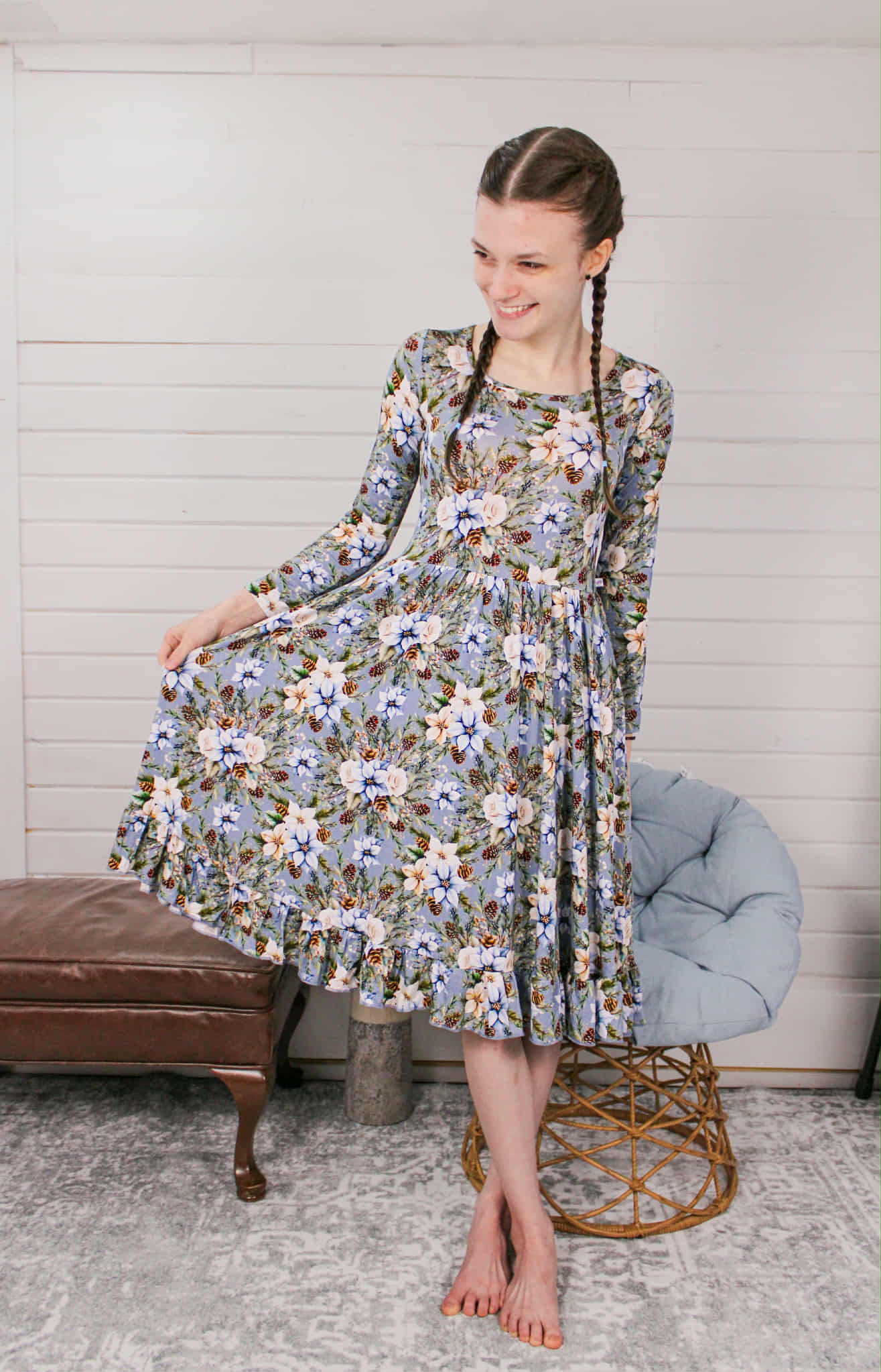 Winter Whimsy Twirl Dress with Pockets & leggings set
