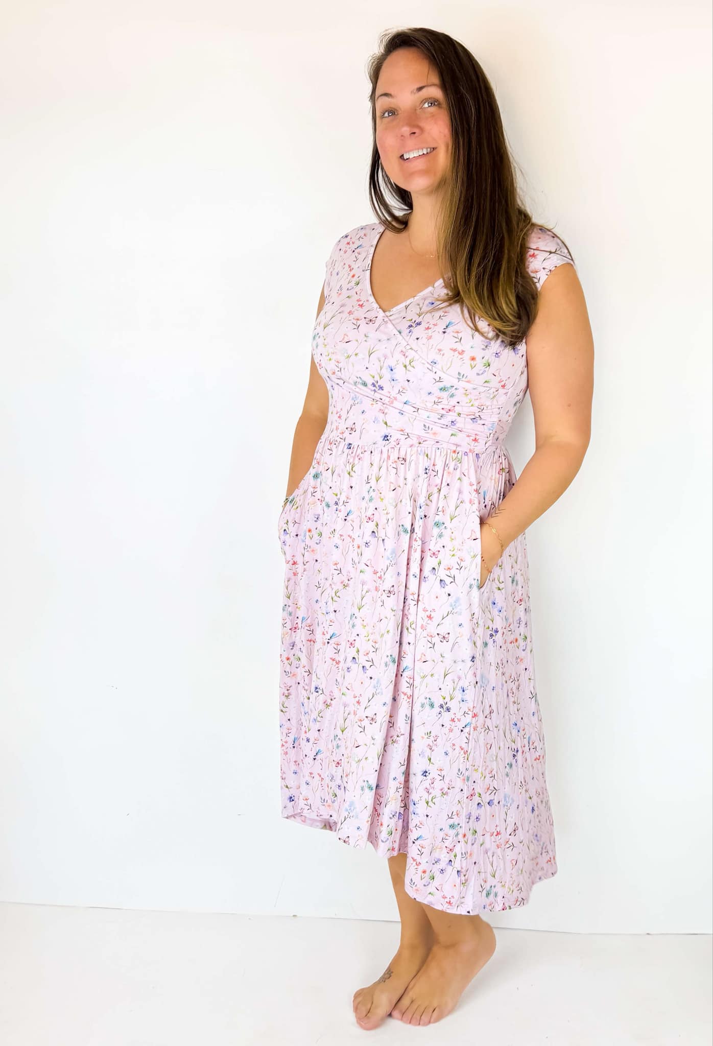 Wildflower Garden Cap Sleeve Women's Hi-Low Dress