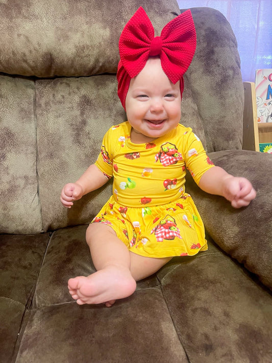 Sweet as Honey 3/4 Sleeve Twirl Dress with Bodysuit