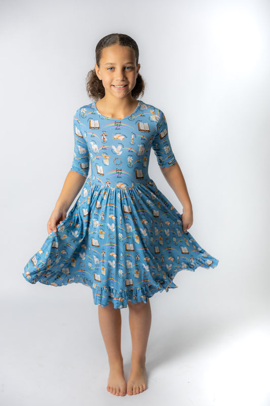 God Says I Am Twirl Dress with Pockets & Shorts Set