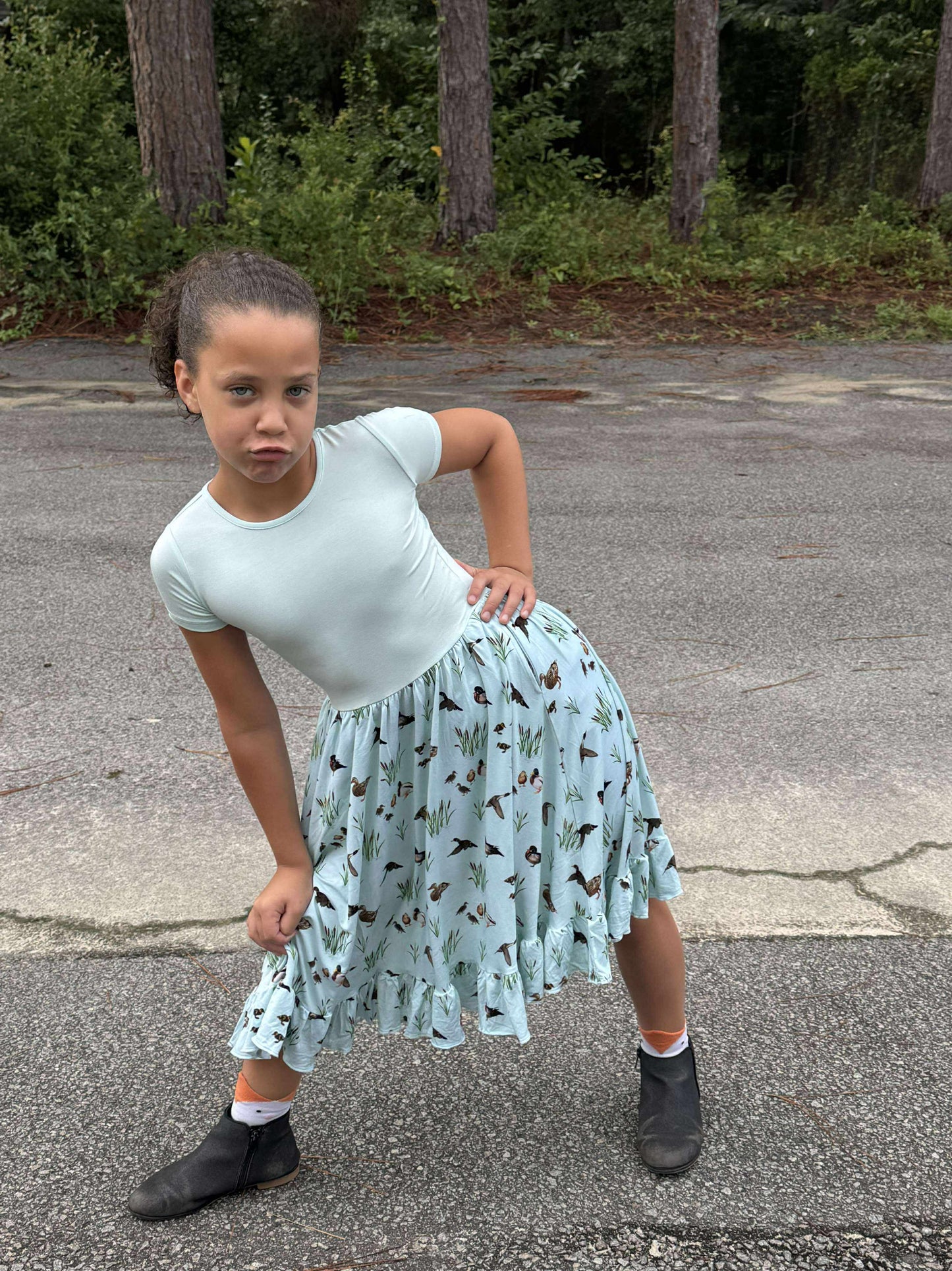 We Flock Together Twirl Dress with Pockets & Shorts Set