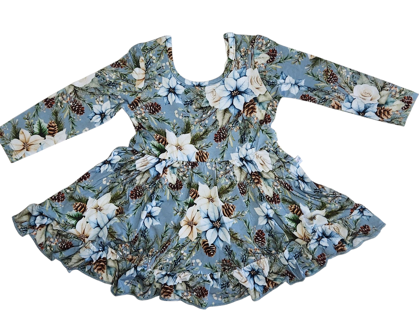 Winter Whimsy Long Sleeve Twirl Dress with Bodysuit