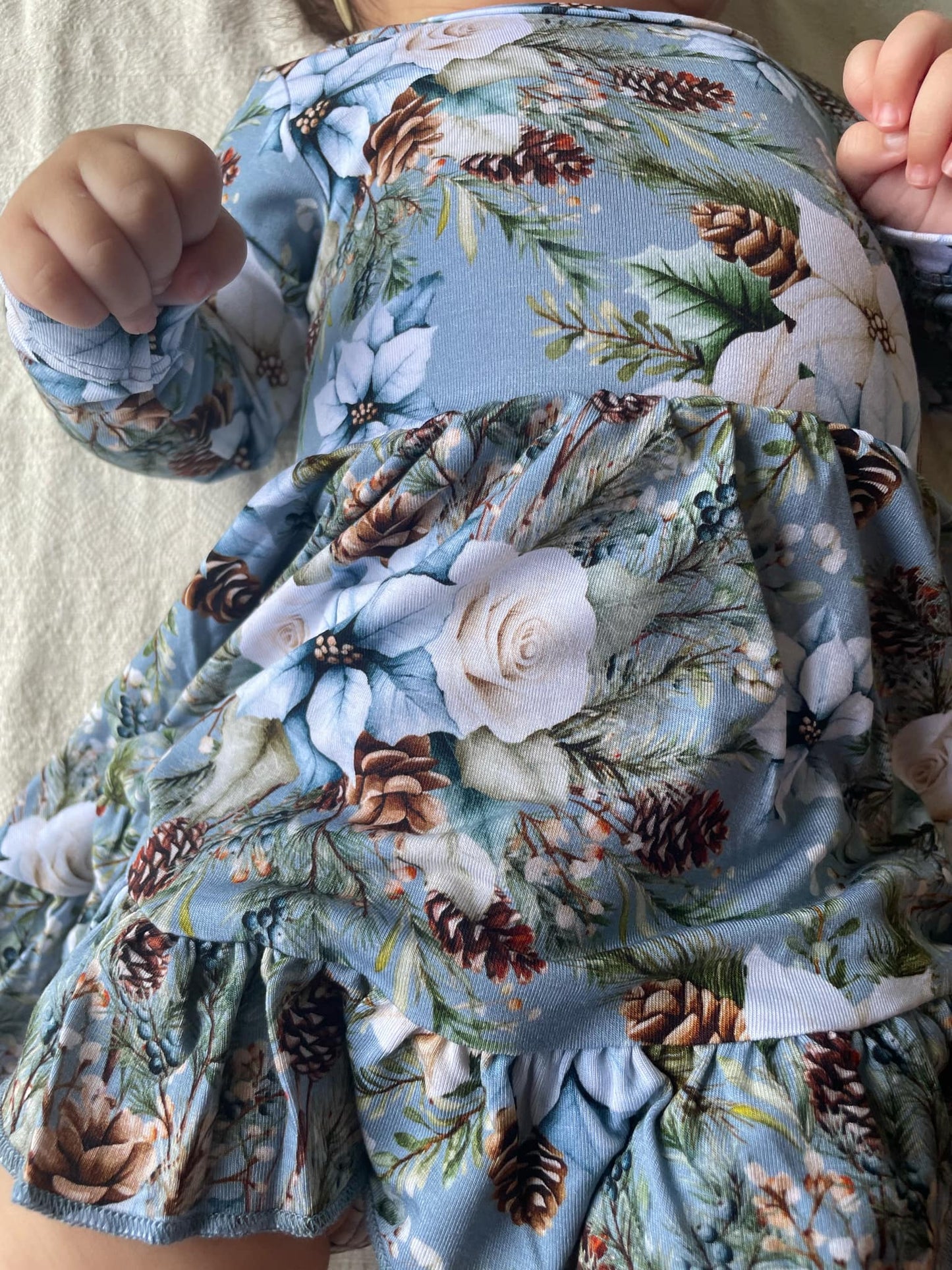 Winter Whimsy Long Sleeve Twirl Dress with Bodysuit