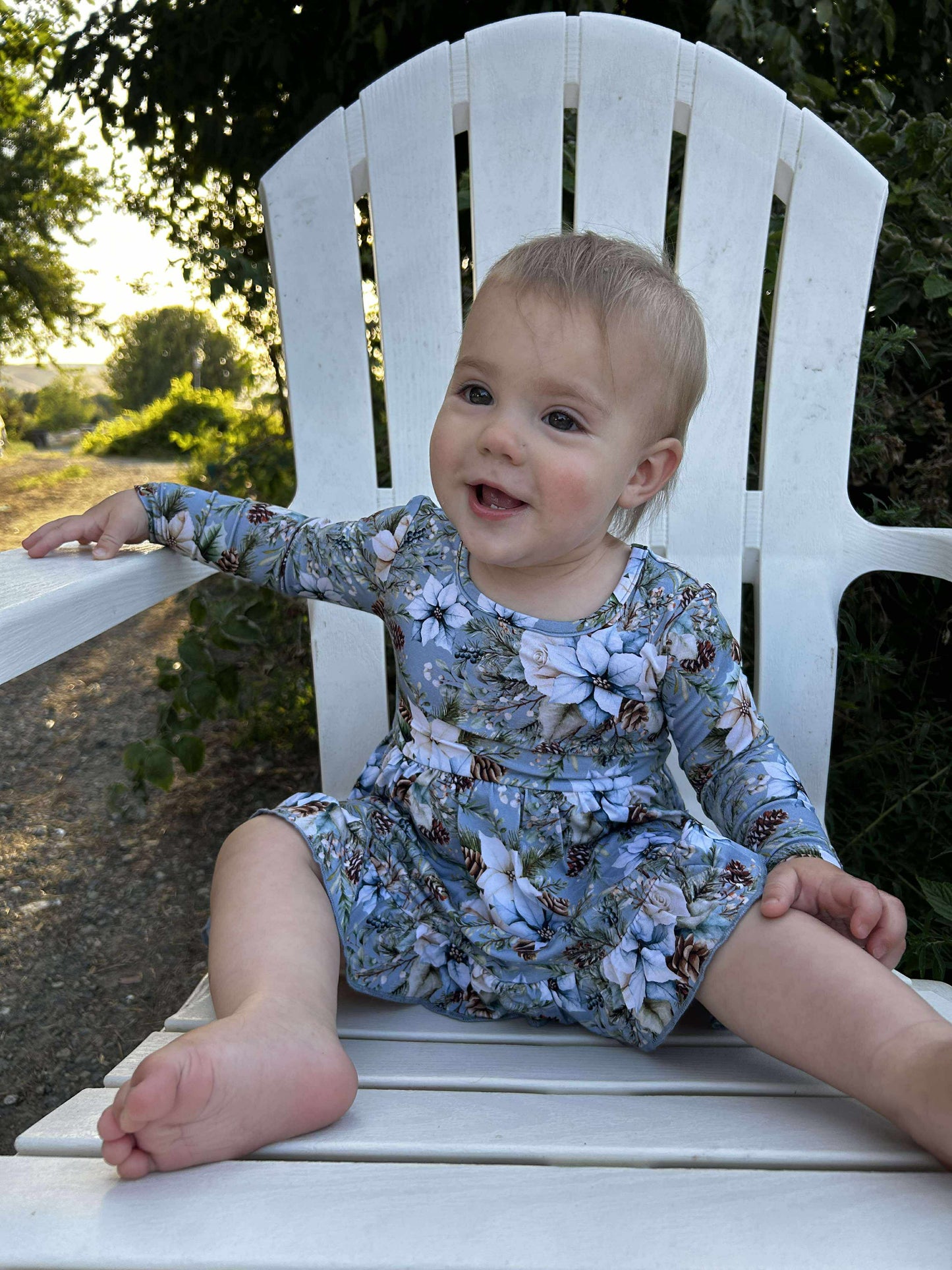 Winter Whimsy Long Sleeve Twirl Dress with Bodysuit