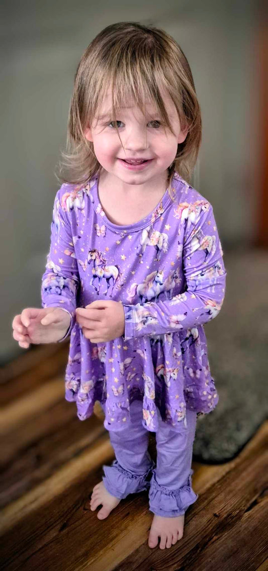 Unicorn Wishes 2 piece Peplum and Legging Set