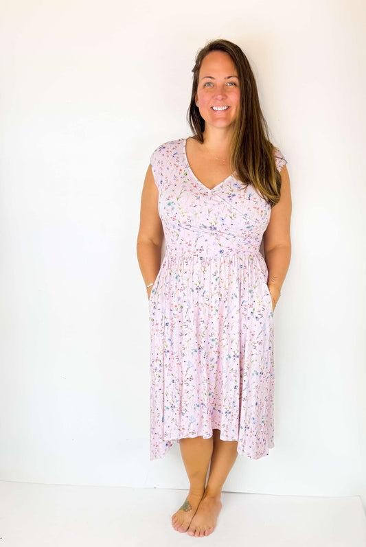 Wildflower Garden Cap Sleeve Women's Hi-Low Dress