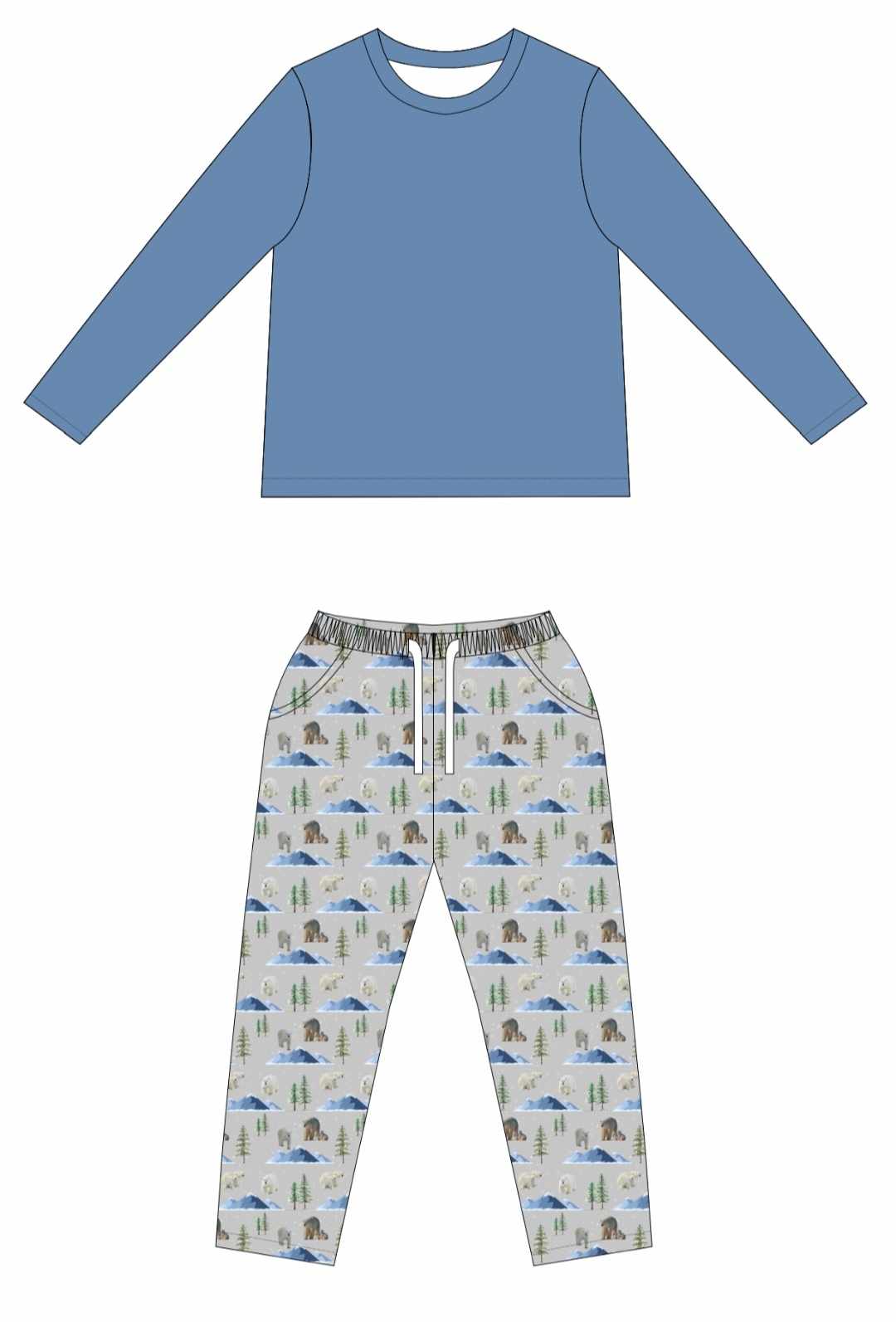 Beary Winter Men's Pajamas- SIZING IS NOT TRUE TO SIZE - Please see size chart prior to ordering ALL SALES FINAL