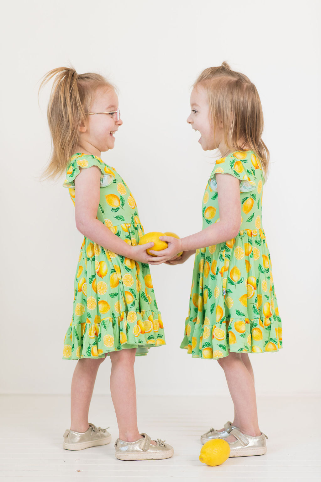 Lemon Pop Twirl Dress with Pockets & Shorts Set