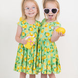 Lemon Pop Twirl Dress with Pockets & Shorts Set