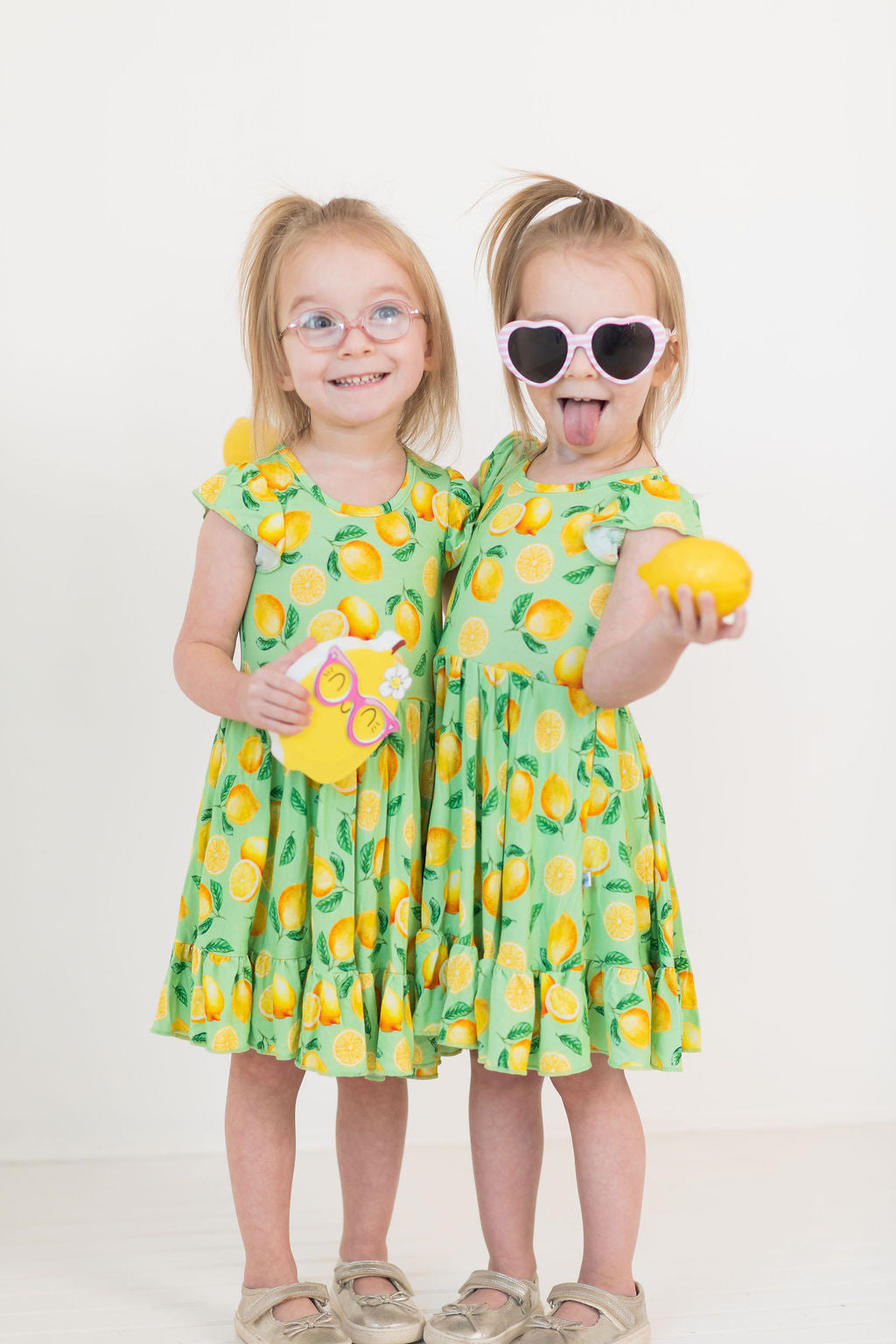 Lemon Pop Twirl Dress with Pockets & Shorts Set