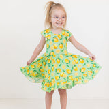 Lemon Pop Twirl Dress with Pockets & Shorts Set