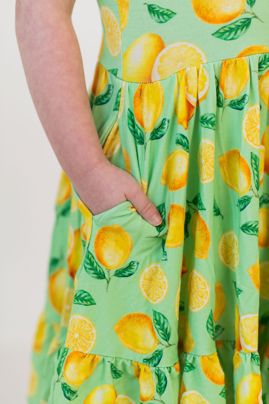 Lemon Pop Twirl Dress with Pockets & Shorts Set