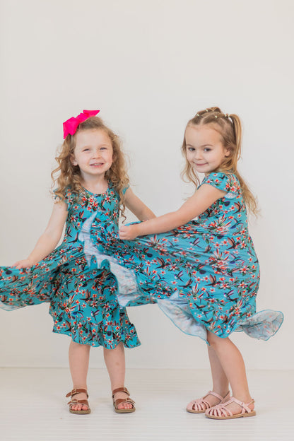 Flutter and Bloom Twirl Dress with Pockets & Shorts Set