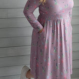 Dragonfly Meadow Smocked Waist 3/4 - Long sleeve Women's Dress