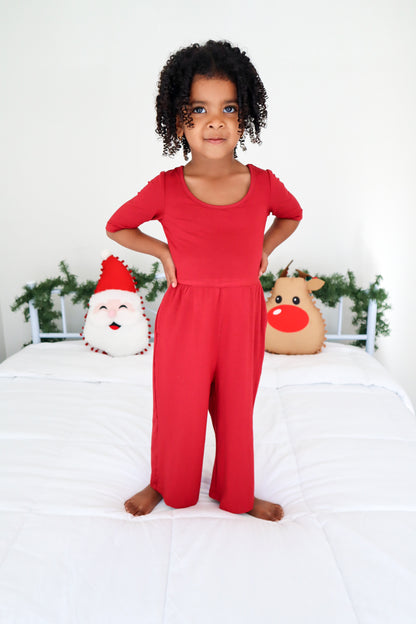 Garnet 3/4 Sleeve Wide Leg Jumpsuit