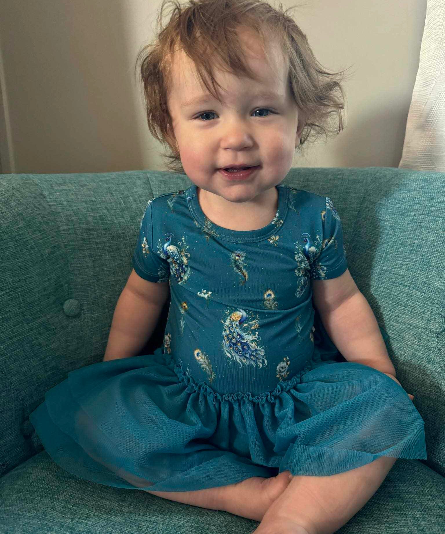 Pretty as a Peacock Tulle Tutu Twirl Dress with Bodysuit