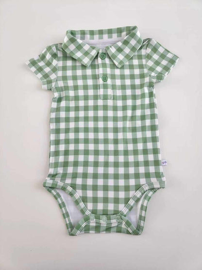 Sage Gingham Polo Bodysuit