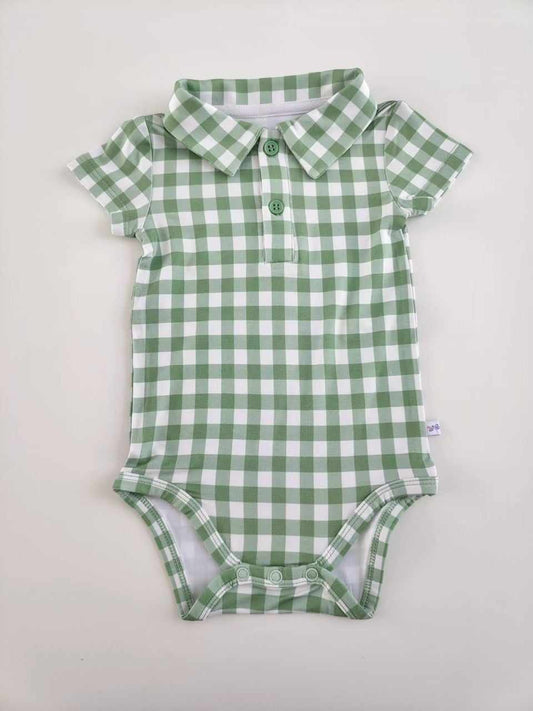 Sage Gingham Polo Bodysuit