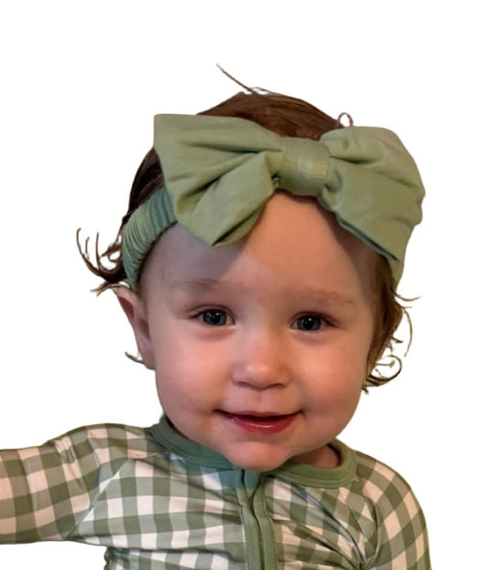 Sage Gingham Coordinating Infant/Children's Bow