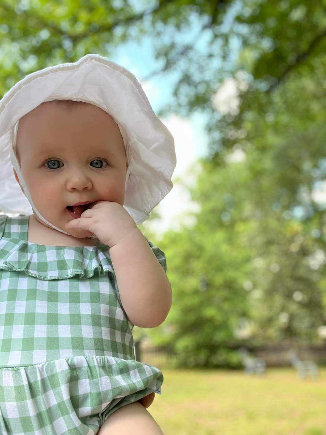 Sage Gingham Bubble Romper