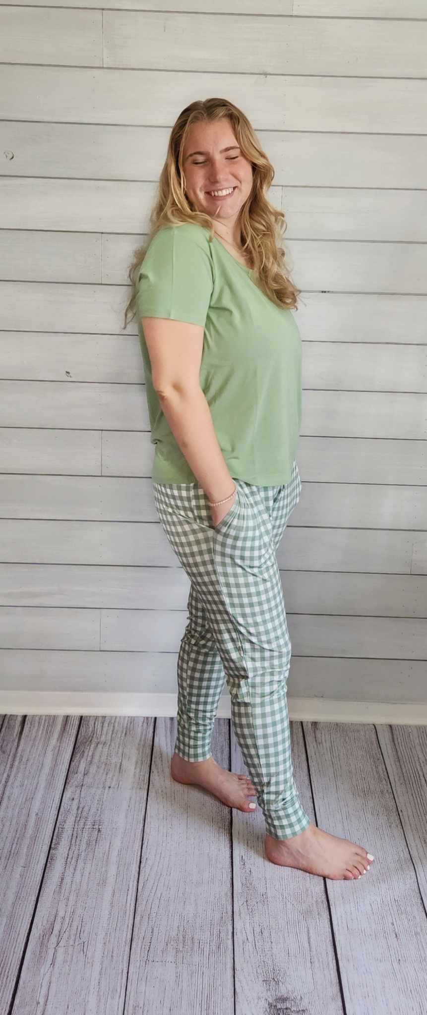 Sage Gingham Women's Pajamas