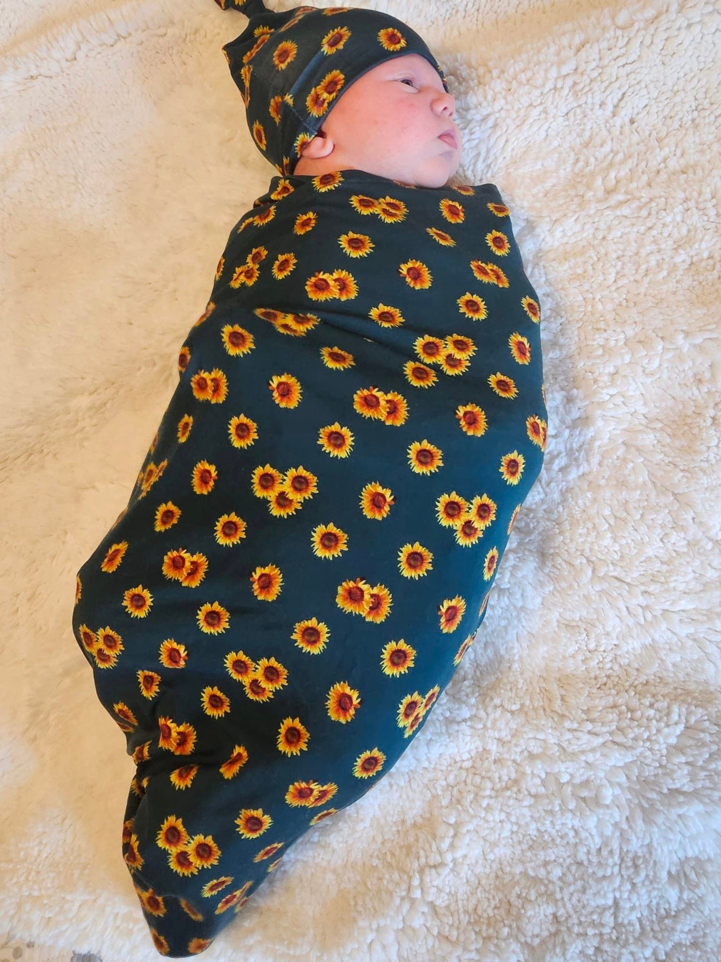 Sunflower Field Swaddle and Hat Set