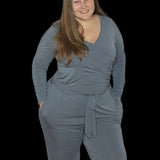 Luxe Stone Women's Long Sleeve Wide Leg Jumpsuit