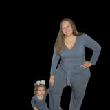 Luxe Stone Long Sleeve Wide Leg Jumpsuit