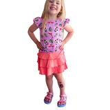Flamingo Tropic Ruffle Shirt and Skort