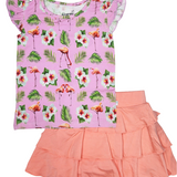 Flamingo Tropic Ruffle Shirt and Skort