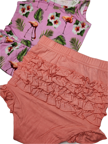Flamingo Tropic Peplum tank and Bummie Set